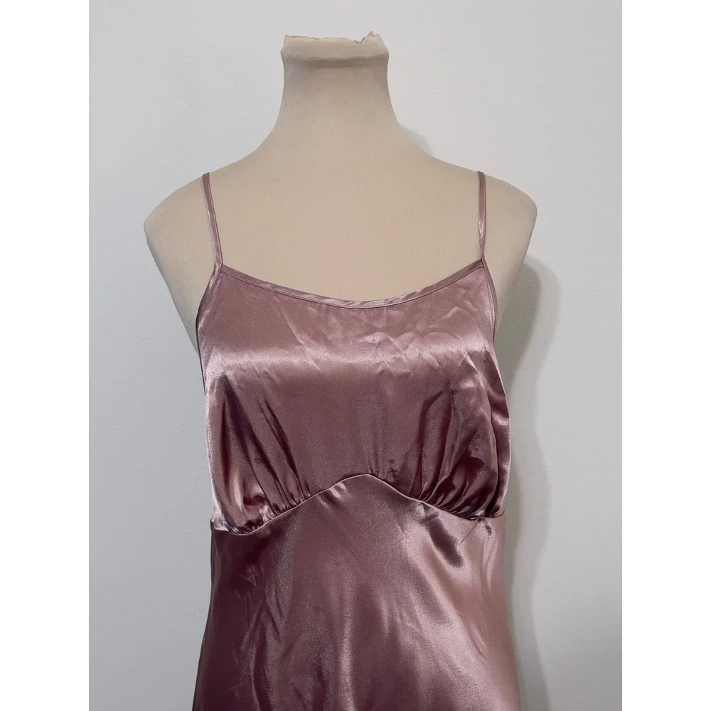 Vanity‎ Fair Women Satin Slip Dress Medium Rose Pink Midi Nightgown Romantic